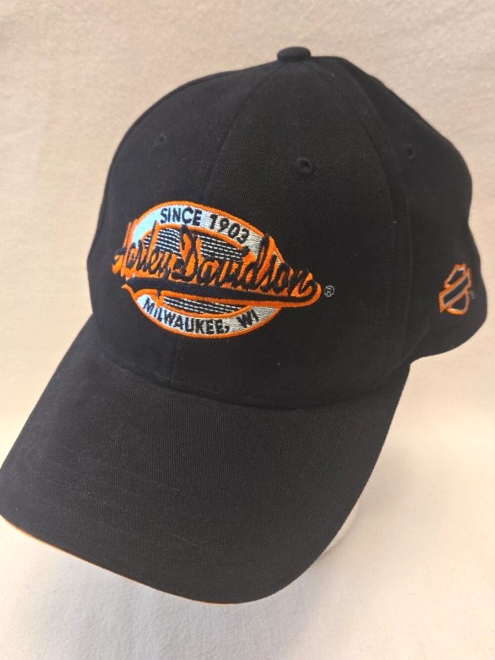 Harley-Davidson "Since 1903" Embroidered Logo - Men's Black Cap. * EUC *